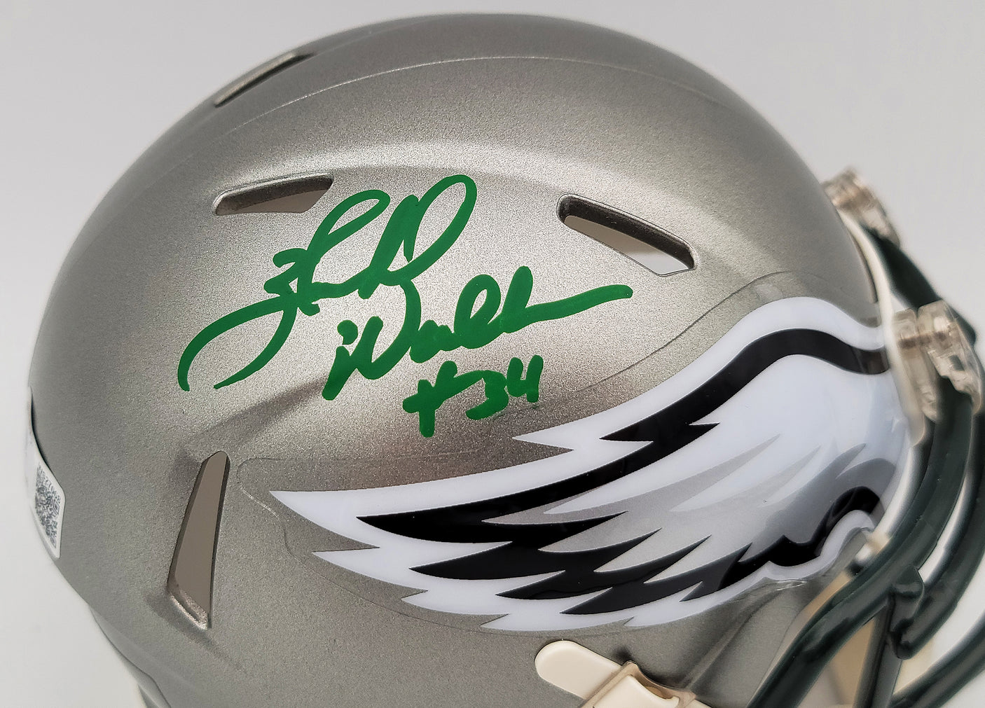 Herschel Walker Autographed Philadelphia Eagles Flash Silver Speed Mini Helmet Beckett BAS QR Stock #202147