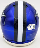 Herschel Walker Autographed Dallas Cowboys Flash Blue Speed Mini Helmet Beckett BAS QR Stock #202148