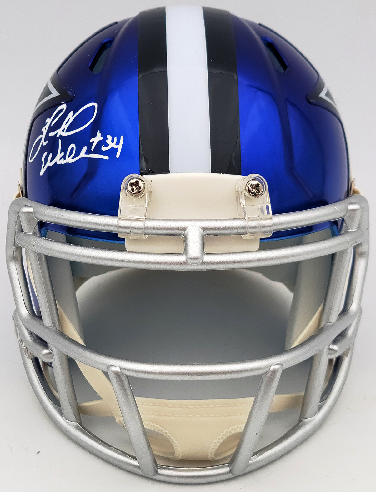 Herschel Walker Autographed Dallas Cowboys Flash Blue Speed Mini Helmet Beckett BAS QR Stock #202148