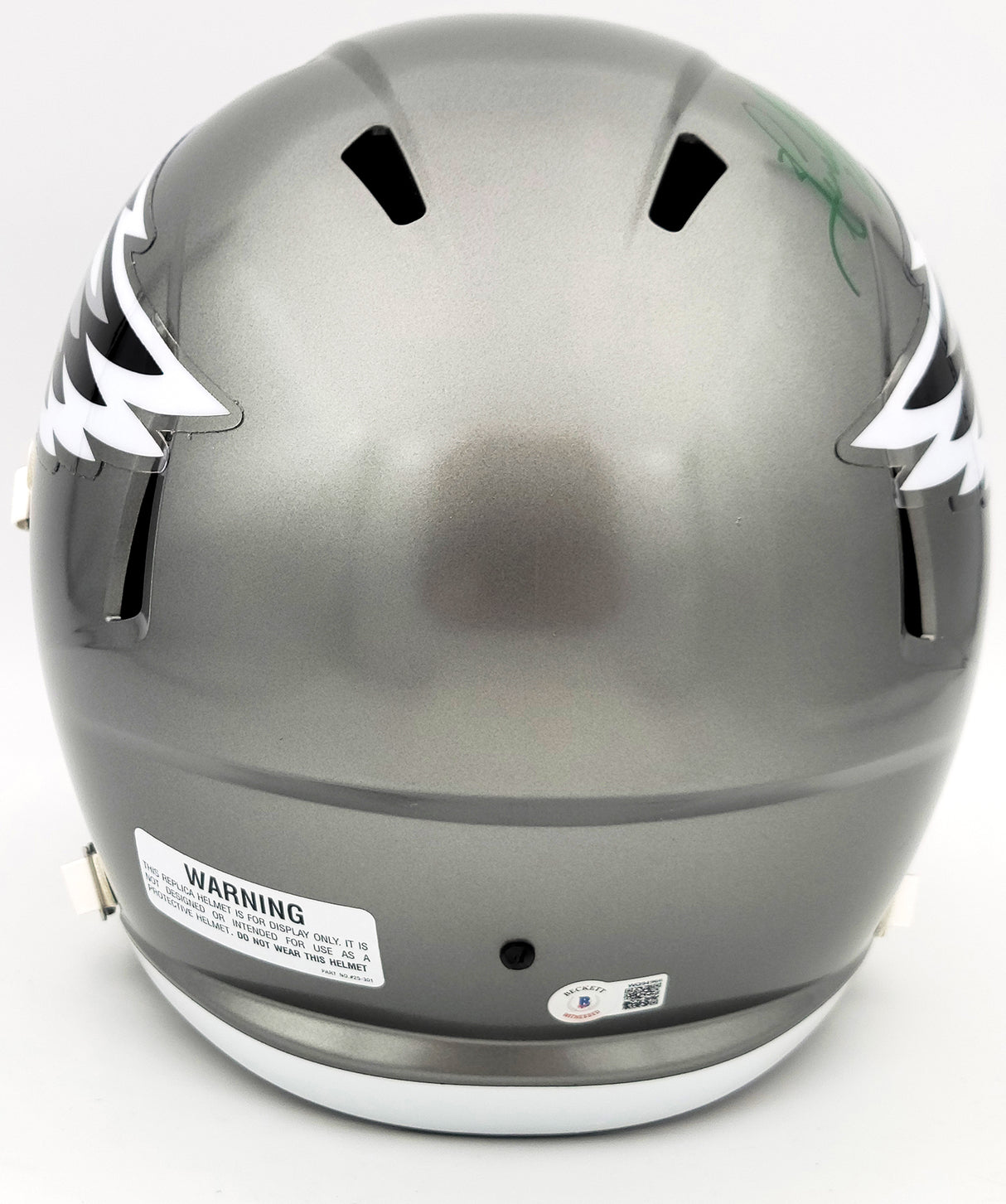 Herschel Walker Autographed Philadelphia Eagles Flash Silver Full Size Replica Speed Helmet Beckett BAS QR Stock #202155
