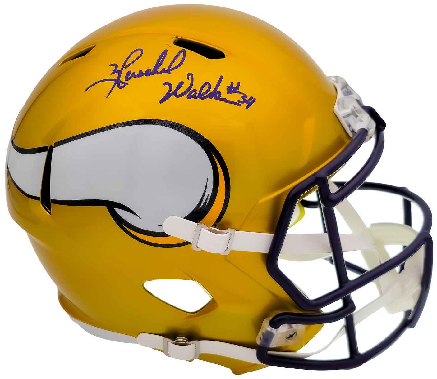 Herschel Walker Autographed Minnesota Vikings Flash Yellow Full Size Replica Speed Helmet Beckett BAS QR Stock #202156
