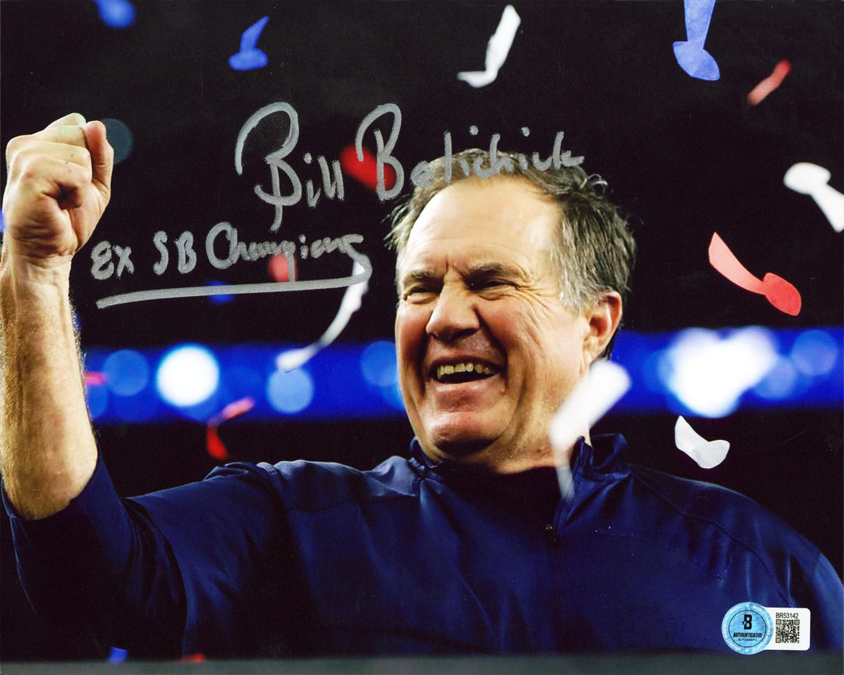 Patriots Bill Belichick "8x SB Champions" Signed 8x10 Photo BAS #BR53142
