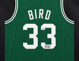 Boston Celtics Larry Bird Autographed Framed Green Jersey PSA/DNA Stock #265810