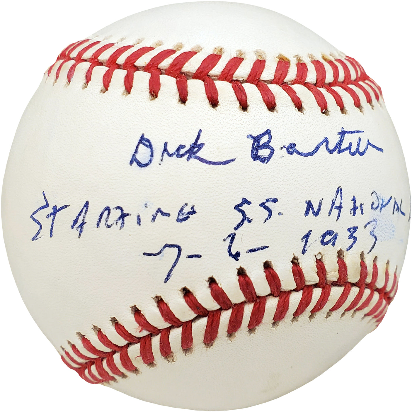 Dick Bartell Autographed Official NL Baseball New York Giants "Starting SS National League 7-6--33" Beckett BAS #V68025