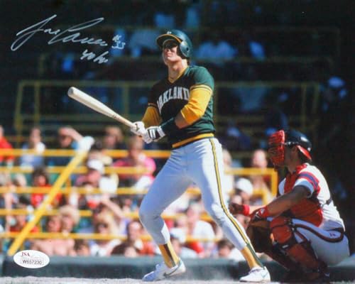 Jose Canseco Autographed Oakland 8x10 Batting Photo w/ 40/40- JSA W *White TL