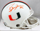 Ray Lewis Signed Hurricanes White Riddell Speed Mini Helmet-Beckett W Auth