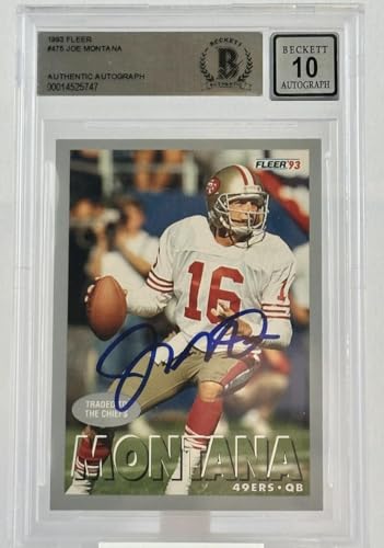 1993 Fleer #475 Joe Montana Auto San Francisco 49ers BGS Autograph 10