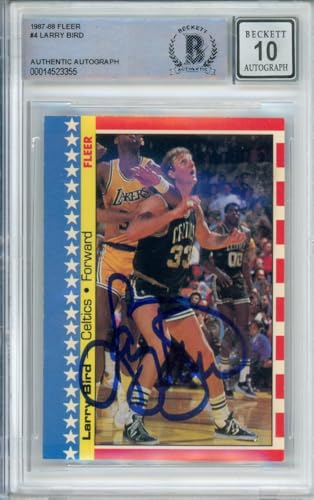 1987-88 Fleer Sticker #4 Larry Bird Boston Celtics BGS Autograph 10