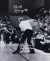 Bob Knight Phil Bova Signed 16x20 Red Chair Photo w/Insc - Beckett W Auth *White
