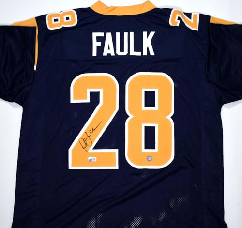Marshall Faulk Autographed Blue Gold Pro Style Jersey-Beckett W Hologram *Black