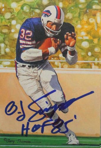 O.J. Simpson Autographed Buffalo Bills Goal Line Art Card w/ HOF- JSA Witnessed