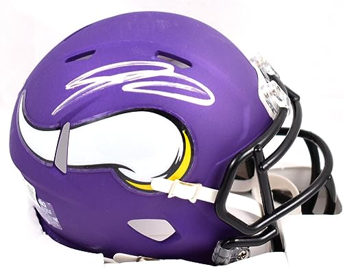 Jordan Addison Autographed Minnesota Vikings Speed Mini Helmet - Beckett W Holo