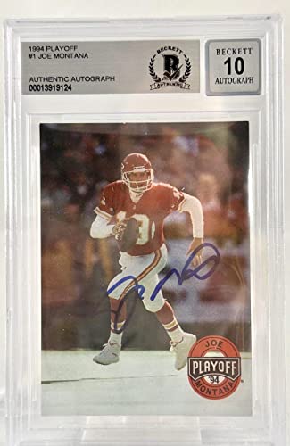 1994 Playoff #1 Joe Montana Auto Kansas City Chiefs BGS Autograph 10