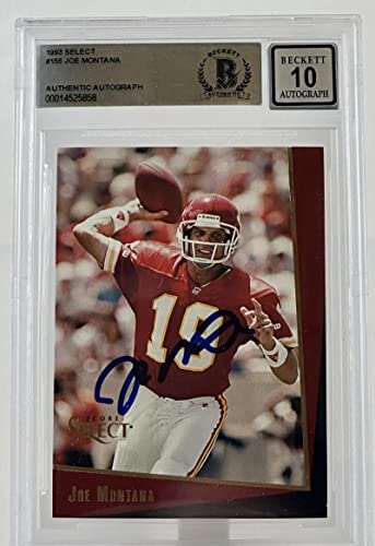 1993 Score Select #155 Joe Montana Auto Kansas City Chiefs BGS Autograph 10