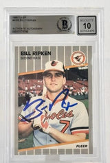 1989 Fleer #616E Billy Ripken Auto Baltimore Orioles BGS Autograph 10