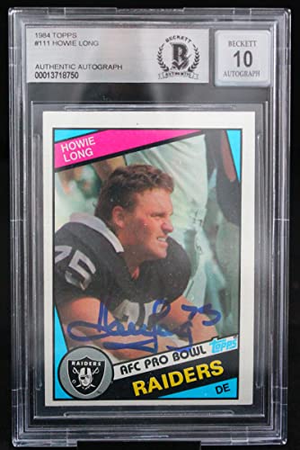 1984 Topps #111 Howie Long Auto Oakland Raiders BGS Autograph 10