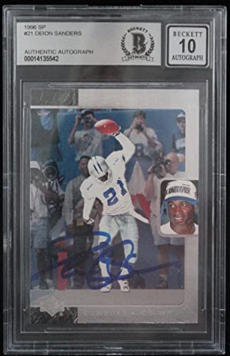 1996 SP #21 Deion Sanders Auto Dallas Cowboys BGS Autograph 10