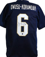 Jeremiah Owusu-Koramoah Autographed Blue College Style Jersey- Prova *Black