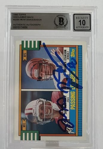 1990 Topps Disclaimer Back #229A Joe Montana Boomer Esiason Dual Auto BGS Auto10