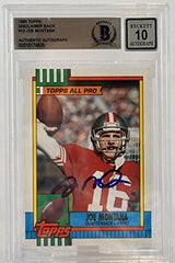 1990 Topps Disclaimer Back #13 Joe Montana Auto San Francisco 49ers BGS Auto 10