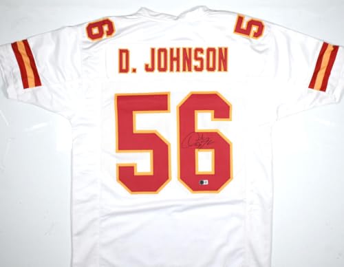 Derrick Johnson Autographed White Pro Style Jersey - Beckett W Hologram *Black