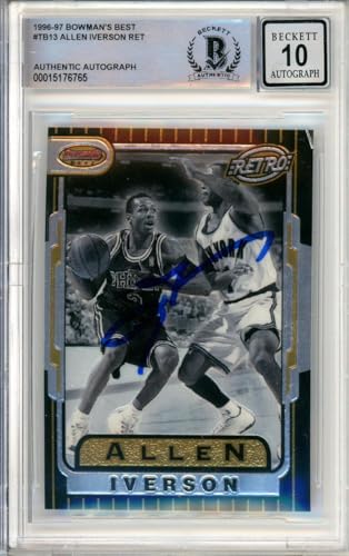 1996-97 Bowman's Best Retro #TB13 Allen Iverson RC 76ers BGS Autograph 10