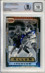 1996-97 Bowman's Best Retro #TB13 Allen Iverson RC 76ers BGS Autograph 10
