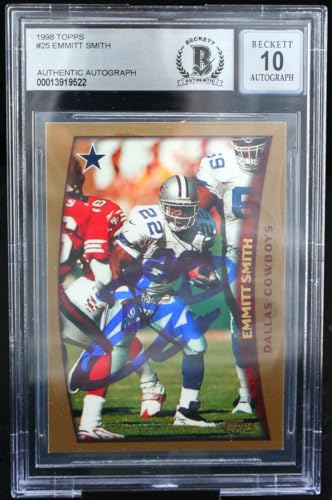 1998 Topps #25 Emmitt Smith Dallas Cowboys BGS Autograph 10