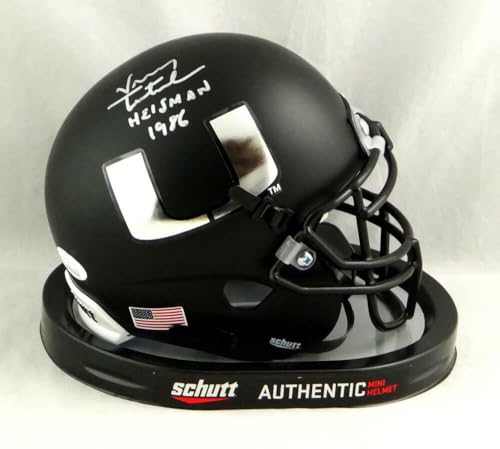 Vinny Testaverde Signed Hurricanes Black Schutt Mini Helmet w/ Insc - JSA W Auth