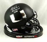 Vinny Testaverde Signed Hurricanes Black Schutt Mini Helmet w/ Insc - JSA W Auth