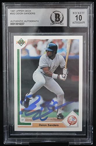 1991 Upper Deck #352 Deion Sanders New York Yankees BGS Autograph 10