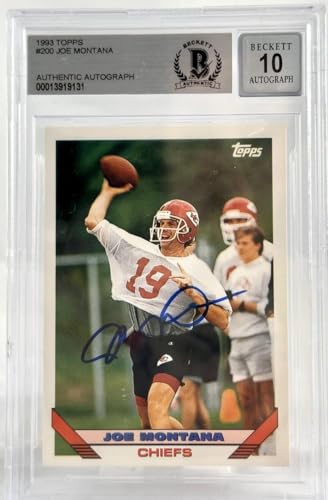 1993 Topps #200 Joe Montana Auto Kansas City Chiefs BGS Autograph 10