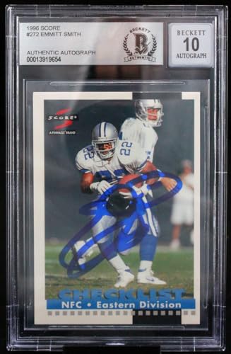 1996 Score #272 Emmitt Smith Auto Dallas Cowboys BGS Autograph 10
