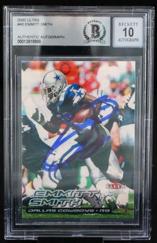 2000 Ultra #40 Emmitt Smith Auto Dallas Cowboys BGS Autograph 10
