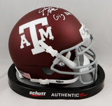 Jace Sternberger Signed A&M Maroon Schutt Mini Helmet w/Insc - JSA W Auth *White