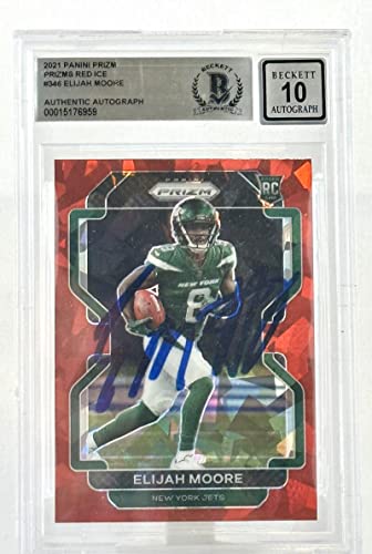2021 Panini Prizm Red Cracked Ice #346 Elijah Moore RC Jets BGS Auto 10