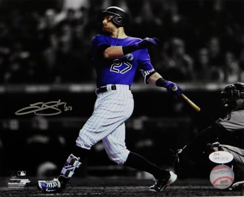Trevor Story Autographed Colorado Rockies 8x10 Swinging PF Photo- JSA W Auth