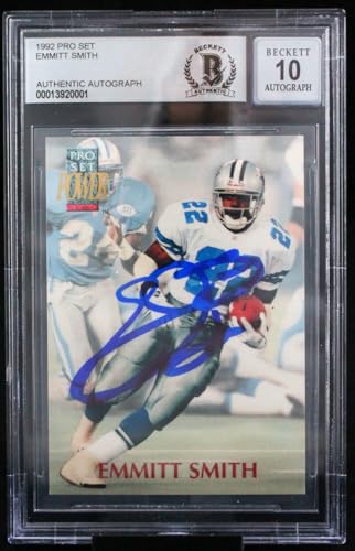 1992 Pro Set #1 Emmitt Smith Auto Dallas Cowboys BGS Autograph 10