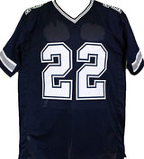 Emmitt Smith Autographed Blue Pro Style Jersey w/White # *R2-Beckett W Hologram