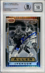 1996-97 Bowman's Best Retro #TB13 Allen Iverson RC 76ers BGS Autograph 10