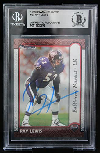 1999 Bowman Chrome #27 Ray Lewis Baltimore Ravens BGS Autograph 10