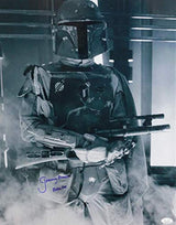 Jeremy Bulloch Signed Boba Fett 16x20 B&W Close Up Photo - JSA Auth *Blue