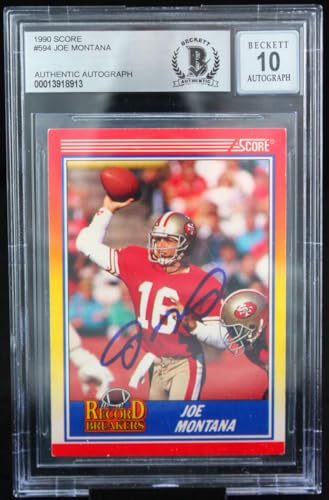 1990 Score #594 Joe Montana Auto San Francisco 49ers BGS Autograph 10