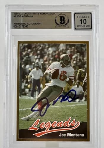 1990 Legends Sports Memorabilia #8 Joe Montana Auto SF 49ers BGS Autograph 10
