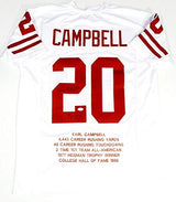 Earl Campbell Autographed White College Style Jersey STAT 4 w/ HT - JSA W Auth *