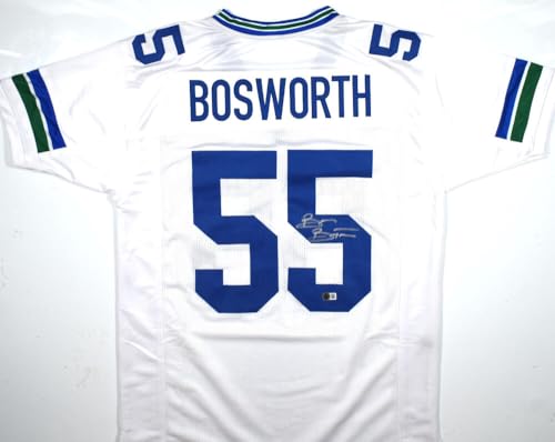 Brian Bosworth Autographed White Pro Style Jersey- Beckett W Hologram *Silver