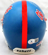 Elijah Moore Signed Ole Miss Schutt Mini Helmet- Beckett W Hologram *Silver