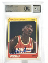 1988-89 Fleer #53 Hakeem Olajuwon Auto Houston Rockets BGS Autograph 10
