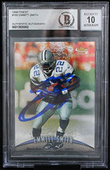 1998 Finest #160 Emmitt Smith Auto Dallas Cowboys BGS Autograph 10