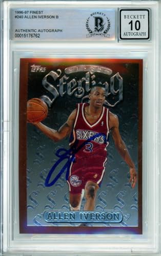 1996-97 Topps Finest Sterling #240 Allen Iverson RC 76ers BGS Autograph 10